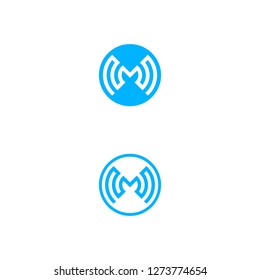 letter M WiFi network technology logo modern vector icon download