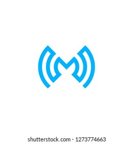 letter M WiFi network technology logo modern vector icon download