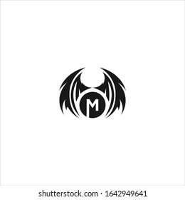 Diseño de plantilla de icono del logotipo de la letra M Wing en la ilustración vectorial. Logo Negro Y Fondo Blanco 