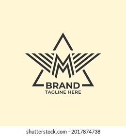 Letter M Wing Triangle Logo Design Vector Template suitable for personal and business brand