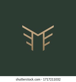 Letter M with wings logo design vector template
