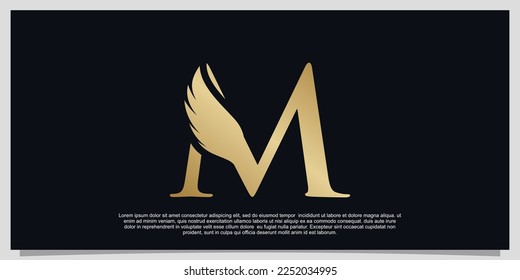 Letter M wings logo design simple concept Premium Vector