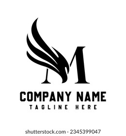 Letter M Wings Logo Design Vector.