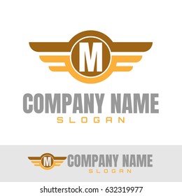 Letter M Wings Logo Design template