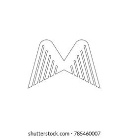 letter m wings shape thin lines design logo vector