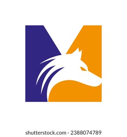 Letter M Wolf Logo. Wolf Symbol Vector Template