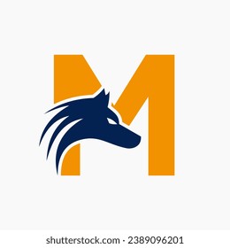 Letter M Wolf Logo. Wolf Symbol Vector Template