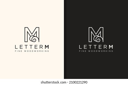 Letter M woodworking minimal logo