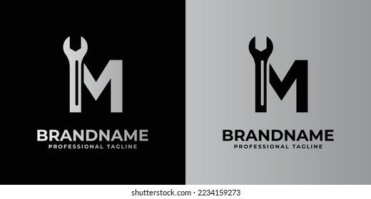 letter M wrench logo, suitable for any business related to wrench with M initials.