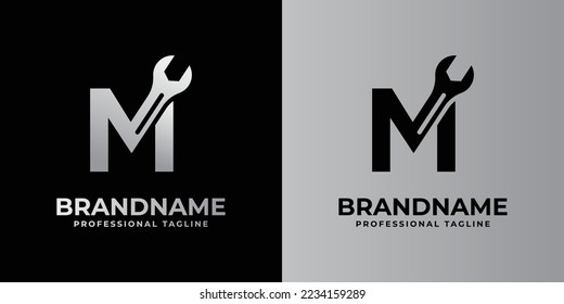 letter M wrench logo, suitable for any business related to wrench with M initials.
