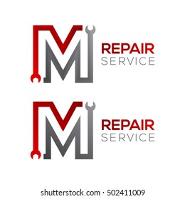 Letter M with wrench logo,Industrial,repair,tools,service and maintenance logo for corporate identity