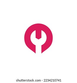 letter m wrench negative space lgoo vector 