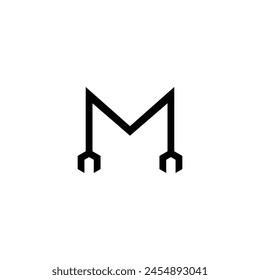 letter M wrench simple vector logo symbol