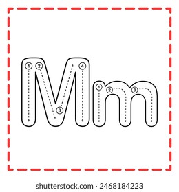 letter M for writing practice. Alphabet tracing is good for practicing children writing letters.