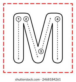 letter M for writing practice. Alphabet tracing is good for practicing children writing letters.