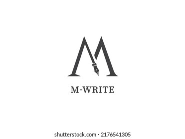 letter M writing vector logo design template  