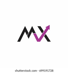 letra m x con el logotipo vectorial de flecha