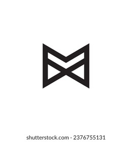Letter M X logo line art with creative design vector