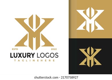 Letter M or X Luxury Elegant Modern Logo Design  Vector Template