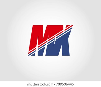 Letter M and X red and blue combination logo
