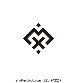 Letter M and X square, dot geometric symbol simple logo vector