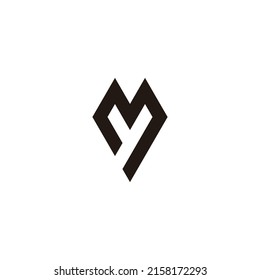 Letter M and y heart geometric symbol simple logo vector