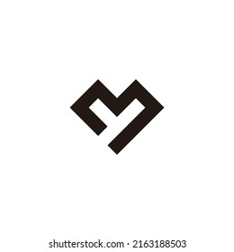 Letter m and y heart, square symbol simple logo vector