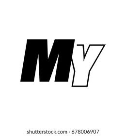 letter M and Y logo overlapping black negative