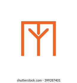 letter M and Y monogram square shape logo orange