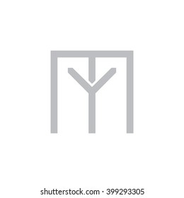 letter M and Y monogram square shape logo gray
