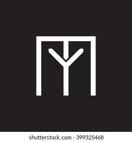 letter M and Y monogram square shape logo white black background