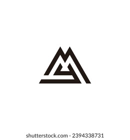 Letter M y mountains geometric symbol simple logo vector