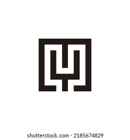 Letra m y cuadrado Y, símbolo geométrico cuadrado, vector de logotipo simple