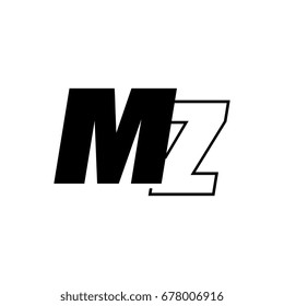 letter M and Z logo overlapping black negative