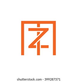 letter M and Z monogram square shape logo orange