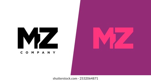 Letra M y Z, Plantilla de diseño de logotipo MZ. Logotipo inicial basado en monograma mínimo.