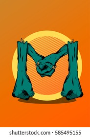 Letter M in zombie style. Vector illustration