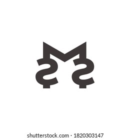 letter m2 simple geometric linked line logo vector
