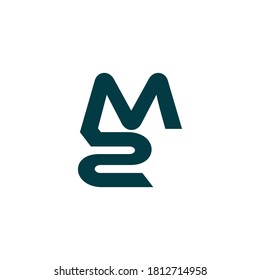 letra m2 líneas simples líneas vinculadas logotipo de arte