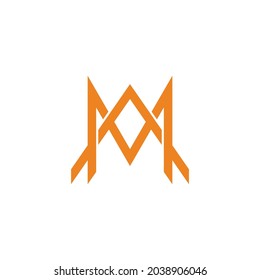 letter ma arrow up simple linked line logo vector