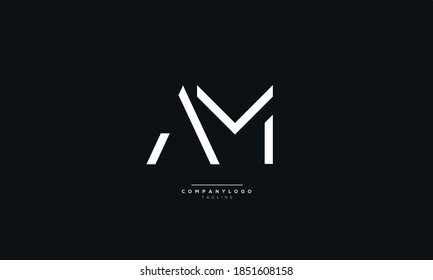 Letter AM or MA Business Logo Design Alphabet Icon Vector Monogram