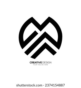 Letter Ma creative line art with rounded shape monogram logo