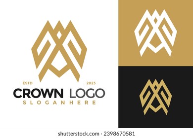 Letter MA Crown Logo design vector symbol icon illustration