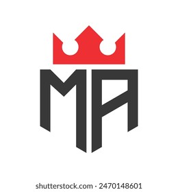 Letra MA Crown Logo. Corona en la letra MA Logo Design Plantilla