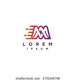 Letter AM MA fast moving logo icon design template elements