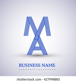 Letter MA linked logo design. Elegant blue colored, symbol for your business or company identity.