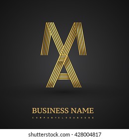 Letter MA or AM linked logo design. Elegant golden colored symbol for your business or company identity.