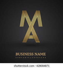 Letter MA or AM linked logo design. Elegant golden colored symbol for your business or company identity.