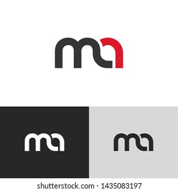 Letter ma linked lowercase logo design template elements. Red letter Isolated on black white grey background. Suitable for business, consulting group company.