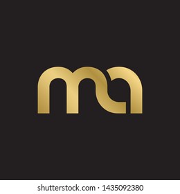 Letter ma linked lowercase logo design template elements. Gold letter Isolated on black  background. Suitable for business, consulting group company.